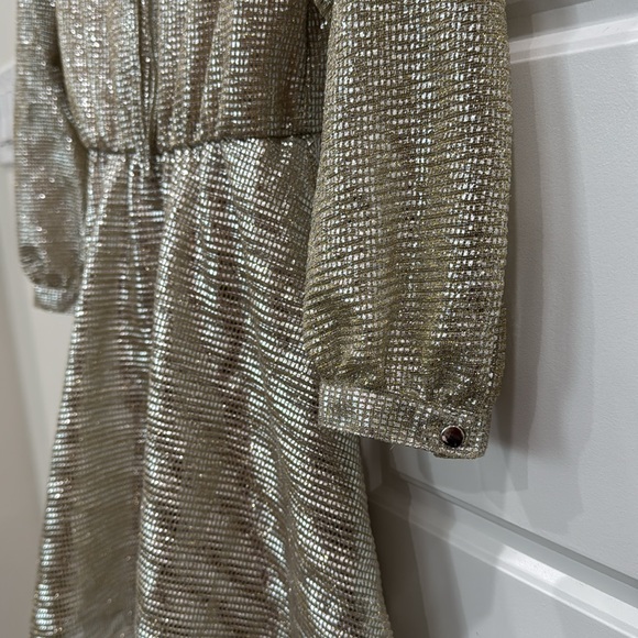 Gianni Bini Girls Metallic Gold Party Holiday Wedding Dress, size Medium - Picture 9 of 10